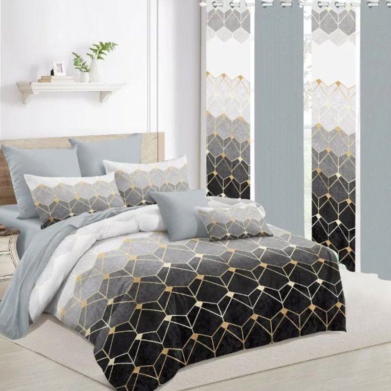 Complete Bedding Set with Matching Curtains – Soft Microfiber, Luxurious Design