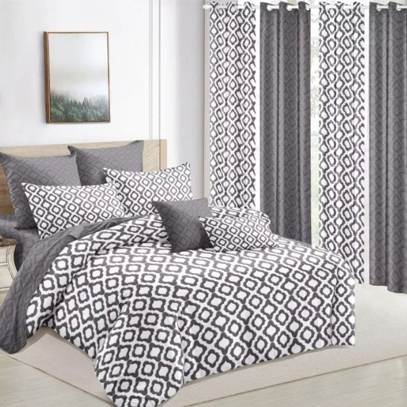 Complete Bedding Set with Matching Curtains – Soft Microfiber, Luxurious Design